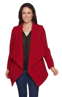 Womens Red Waterfall Drape Wool Coat K9099